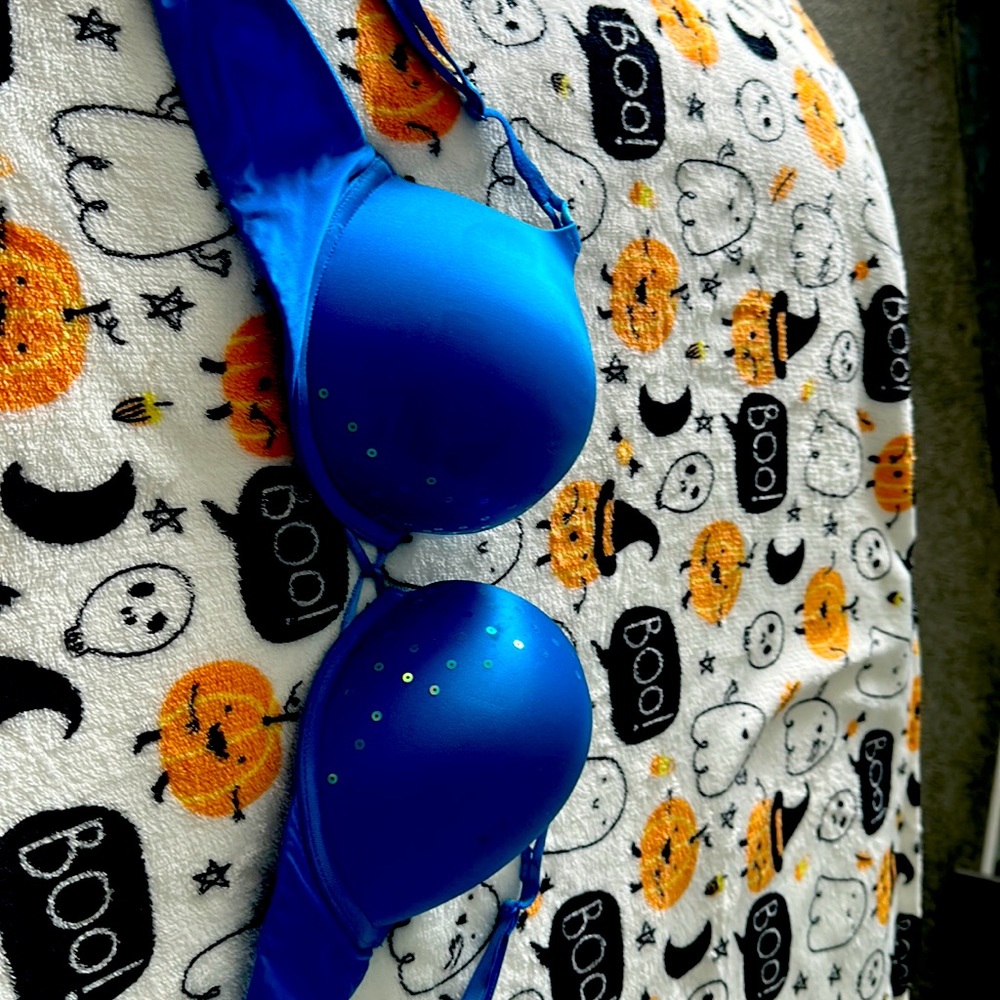 Bombshell blue with rhinestones bra